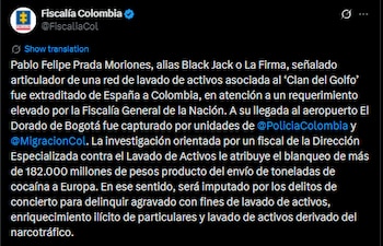 La Fiscalía confirmó el ingreso