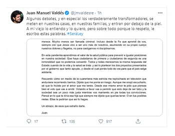 Juan Manuel Valdés le escribió