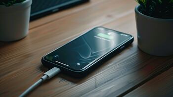 Celular conectado a cargador con batería al 1%