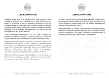 El comunicado de la Oficina