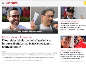 Publicación Clarín sobre las Elecciones en Colombia - crédito Clarín