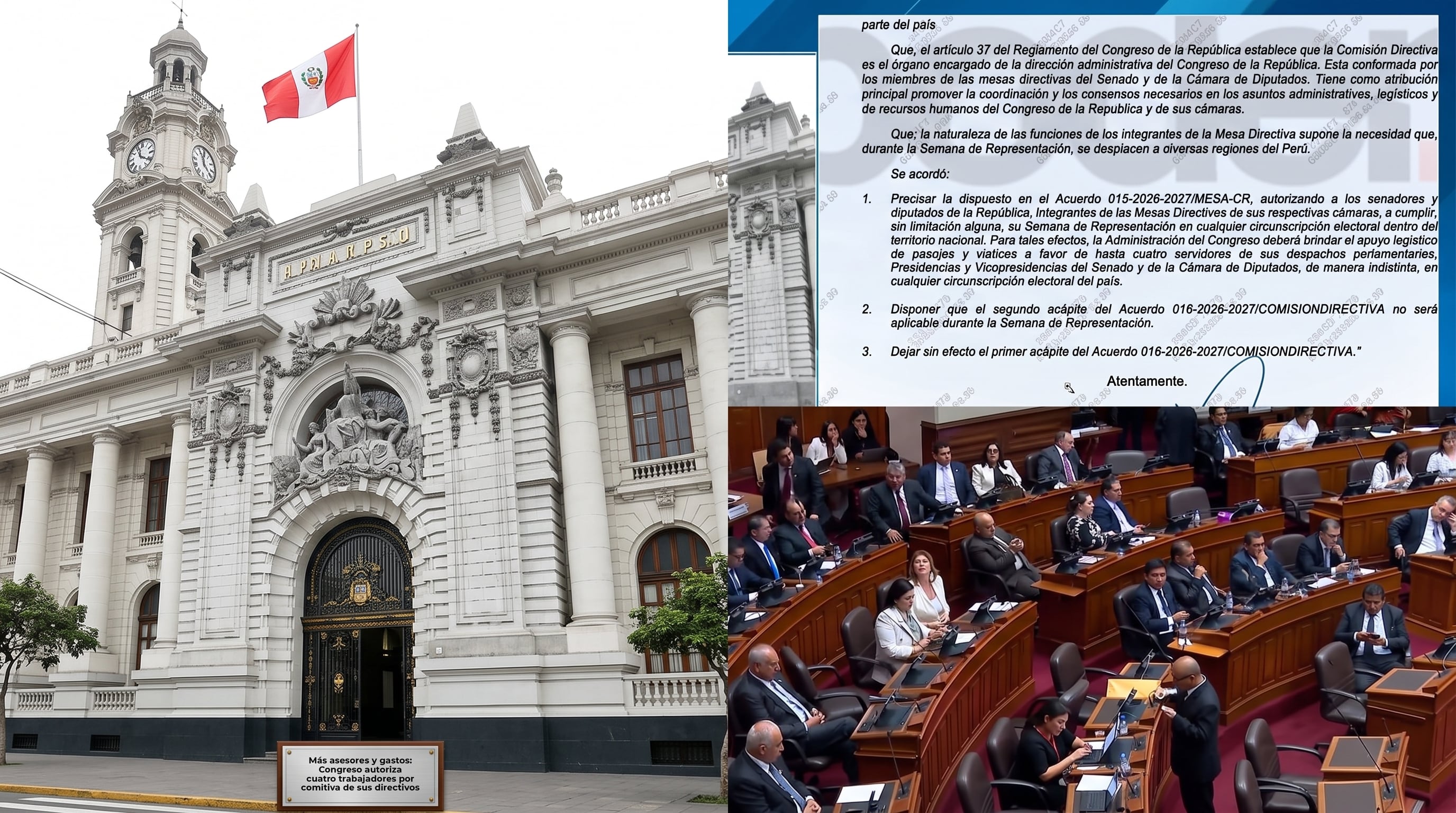 Una resolución del Congreso de la República del Perú autoriza la asignación de hasta cuatro trabajadores por comitiva para las actividades oficiales de sus directivos. (Imagen Ilustrativa Infobae)