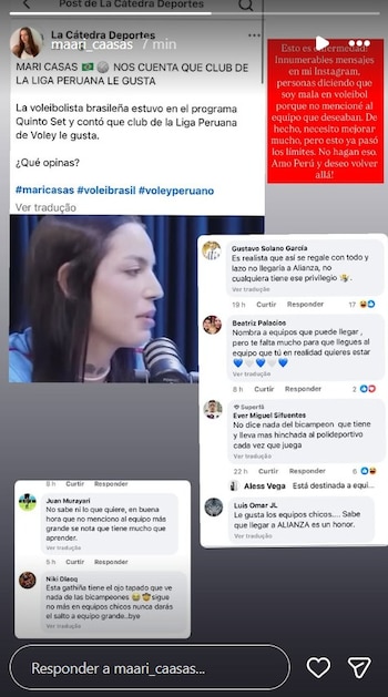 Pronunciamiento de Mariane Casas en su cuenta de Instagram. Crédito: Instagram maari caasas.