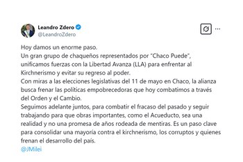 El anuncio de Leandro Zdero