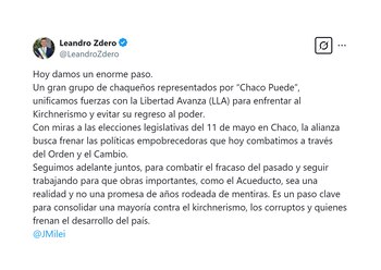 El anuncio de Leandro Zdero