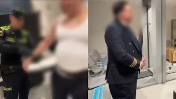 El detenido intentó hacerse pasar por piloto de una aerolínea internacional para abordar un vuelo con destino a Barcelona, España - crédito @PoliciaAntiNar / X