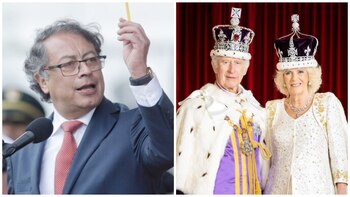Gustavo Petro confundió a The Crown con los reyes Carlos y Camila de Reino Unido. Twitter. Colprensa y Reuters.