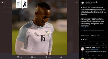 Condolencias para Andrés Balanta tras