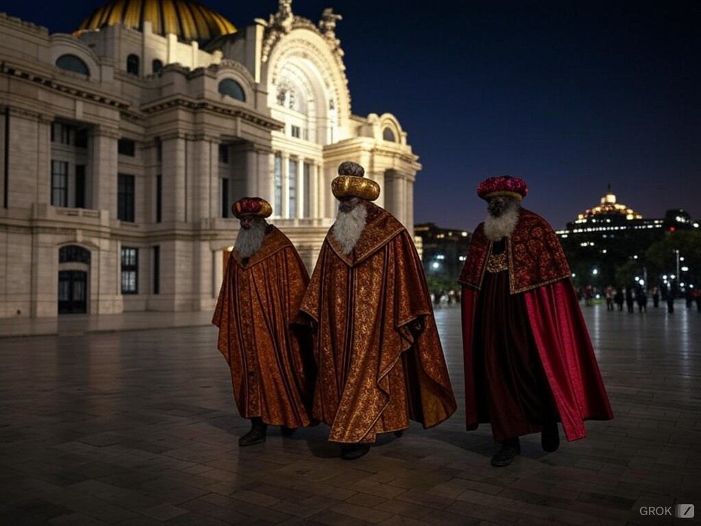 Los Reyes Magos en CDMX llenan de alegría y regalos a los niños, celebrando una tradición llena de magia. - (Imagen ilustrativa, no real, realizada por IA)