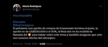 José Enamorado y salida de Santa Fe