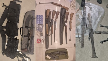 La Brigada 769 allanaron un depósito de armas en el sur del Líbano, donde localizaron armas tipo Kalashnikov, lanzagranadas RPG y cohetes (@idfonline)