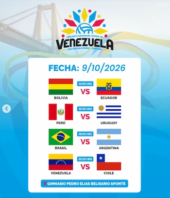 Así se juega la fecha 3 del Sudamericano Sub 19 de Vóley 2026