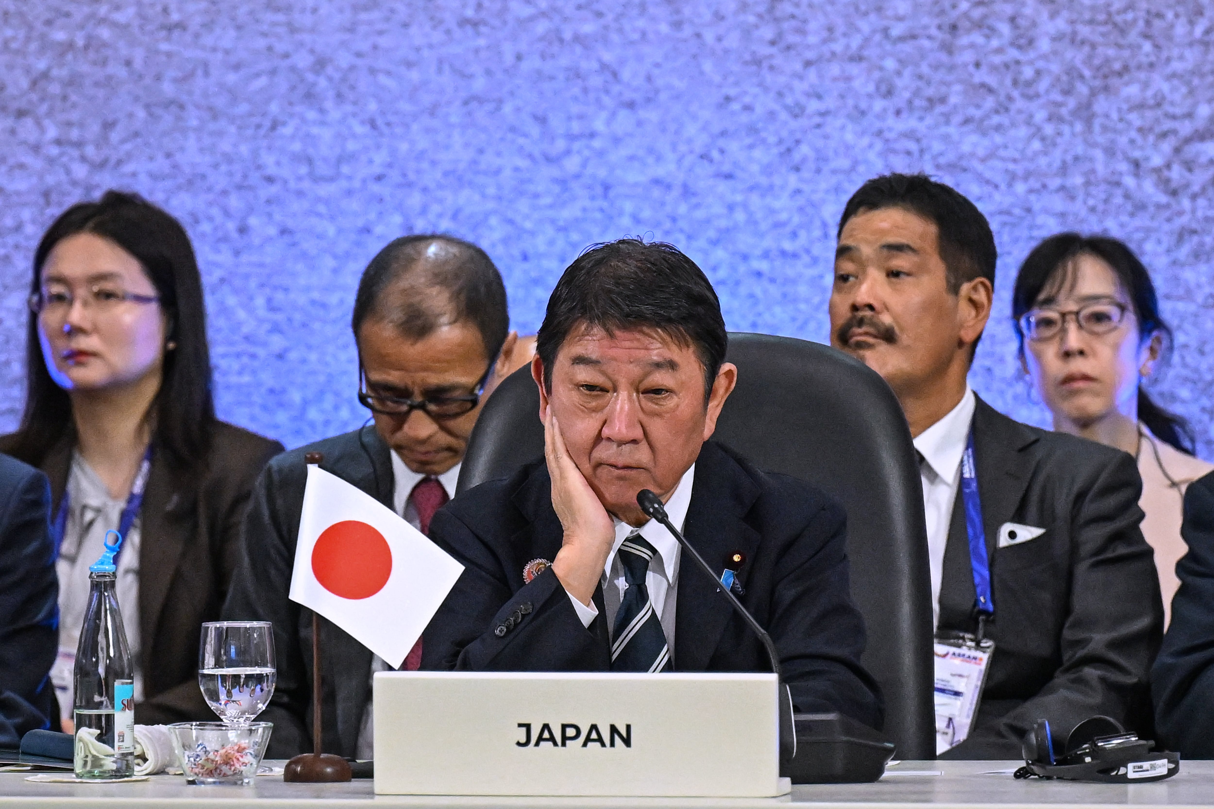 El ministro de Relaciones Exteriores de Japón Toshimitsu Motegi en la reunión de la ASEAN en Pasay, Filipinas, el 23 de julio del 2026 (Jam Sta Rosa vía AP)