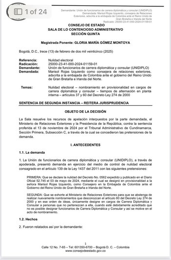 Documento oficial sobre el no