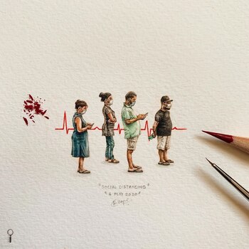 Distancia social y los barbijos,