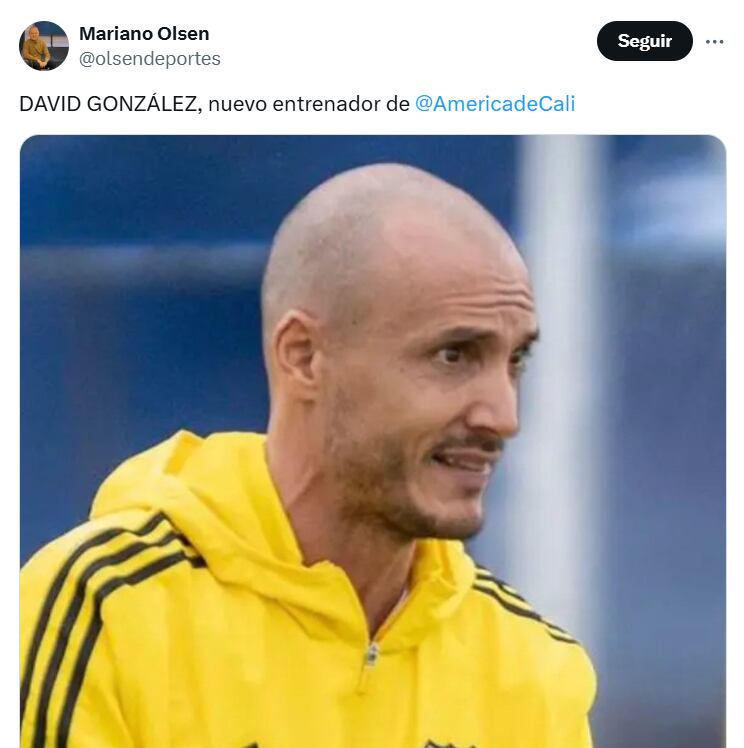 David González sería nuevo técnico de América de Cali- crédito @olsendeportes/X