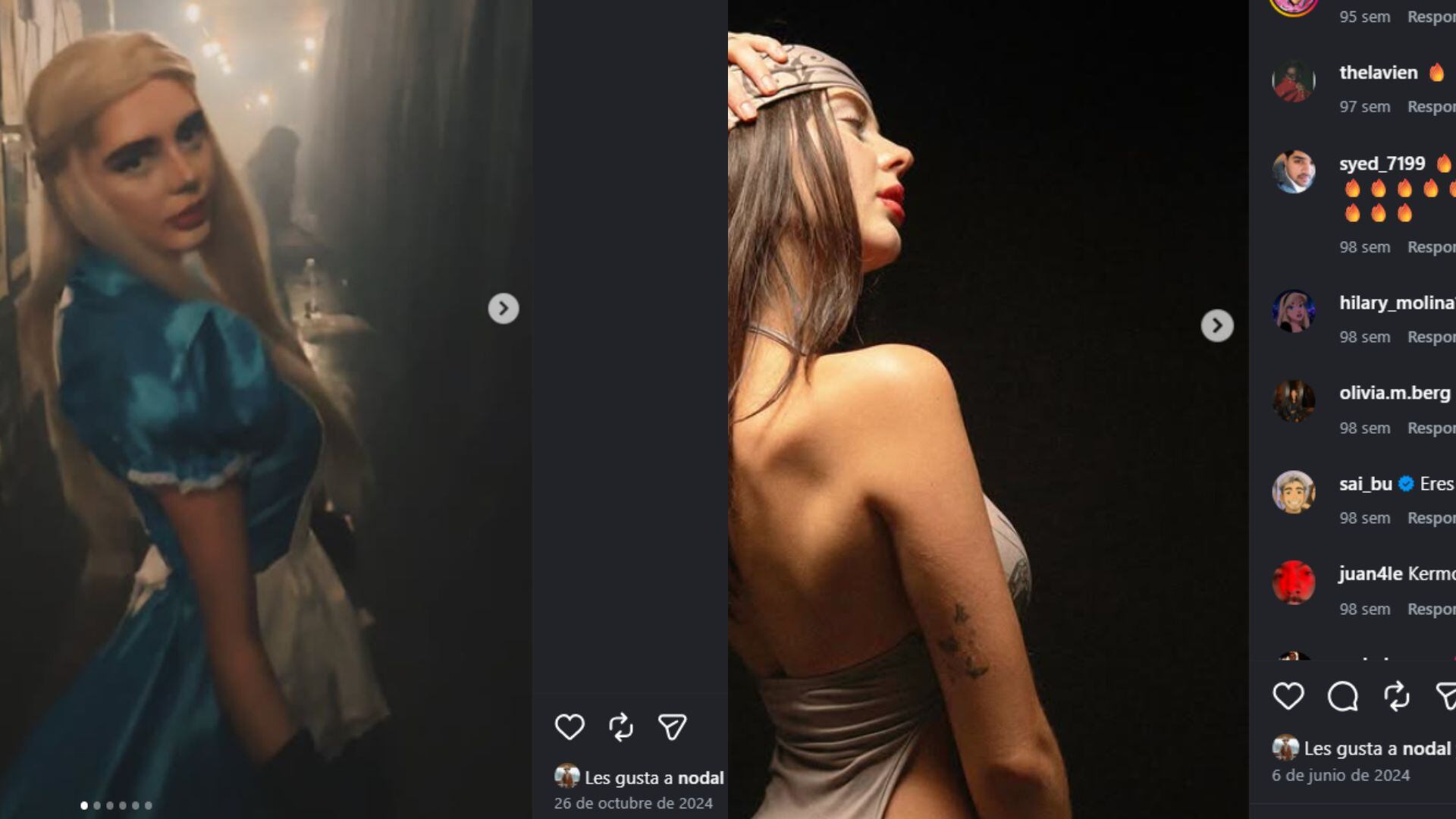 En las imágenes se pueden ver los likes de Nodal. (Capturas de pantalla/ardisbaby_lmf)