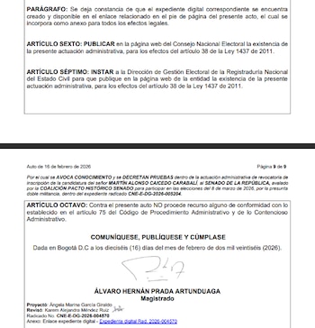 El proceso examina si la lista cerrada del Pacto Histórico respetó los resultados de la consulta interpartidista del 26 de octubre de 2025 - crédito CNE