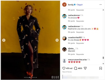 La mayoría de los comentarios de sus seguidores son positivos - crédito Karol G / Instagram