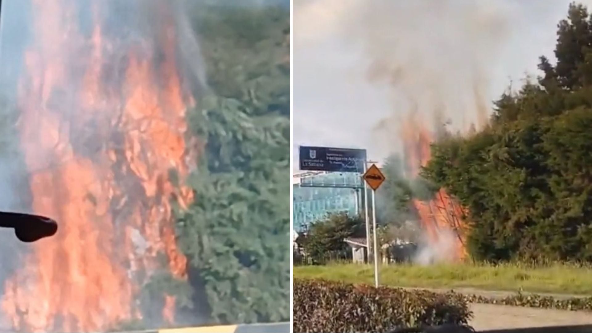 Se registró un incendio forestal cerca de la Clínica Universidad de La Sabana en Chía: esto se sabe