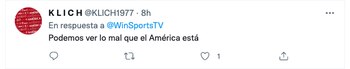 Reacciones partido Millonarios Vs. América de Cali. Captura de pantalla