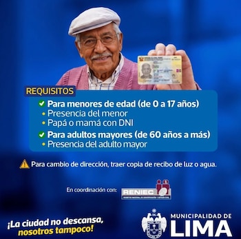 Los adultos mayores de 60 años podrán realizar personalmente los procedimientos habilitados por la campaña de identificación - Créditos: Municipalidad de Lima.