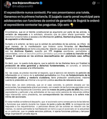 Ana Bejarano - crédito @AnaBejaranoRG/X