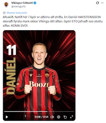 Daníel Hafsteinsson anotó en el segundo tiempo, poniendo el 3-2 global para el Vikingur Reykjavik, resultado que definió la eliminación del ETO. (X/ @vikingurfc)