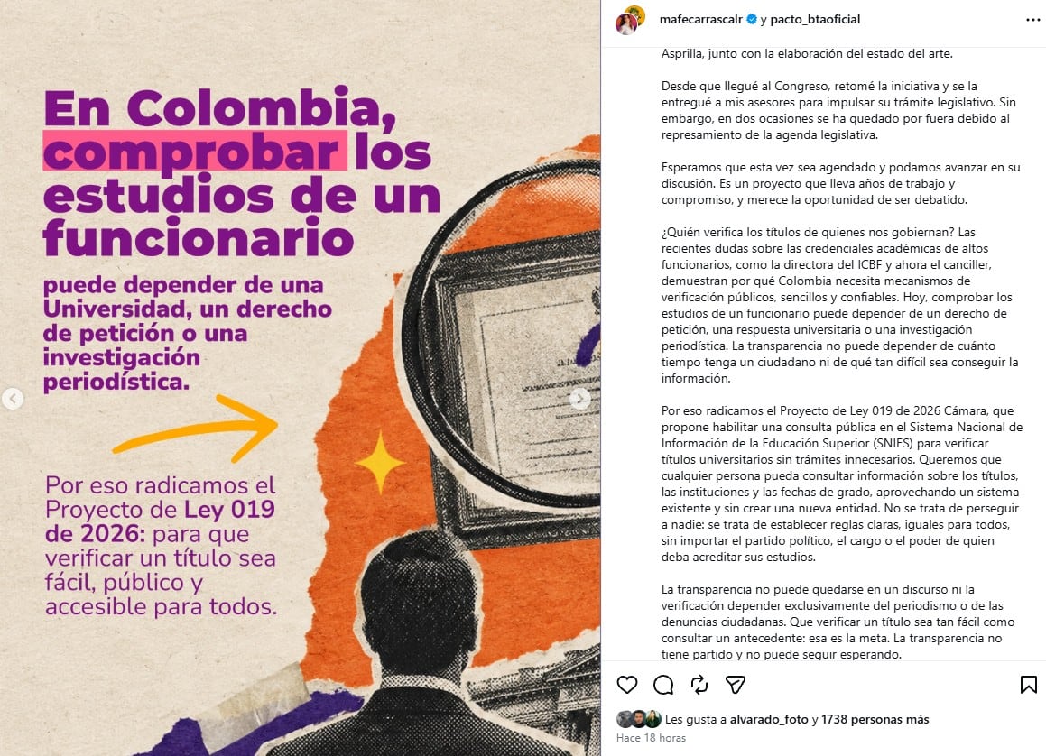 Carrascal compartió un carrete en Instagram el viernes 23 de octubre de 2026 - crédito @mafecarrascalr/IG