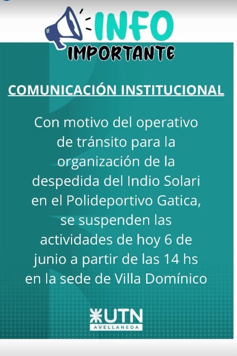 El comunicado oficial de la UTN de Avellaneda