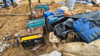 La minería ilegal en la frontera norte continúa siendo una de las principales preocupaciones de seguridad y ambiente. Cortesía: Ministerio de Seguridad Pública