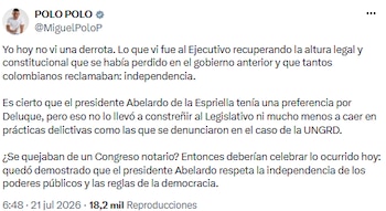 Polo Polo destacó independencia y legalidad tras la elección en el Congreso - crédito @MiguelPoloP/X