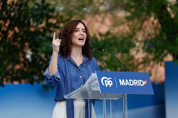Isabel Díaz Ayuso durante el acto de inicio del curso político del PP de Madrid celebrado este sábado en Getafe (EFE/Rodrigo Jiménez)