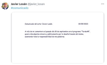Javier Losán emite un comunicado