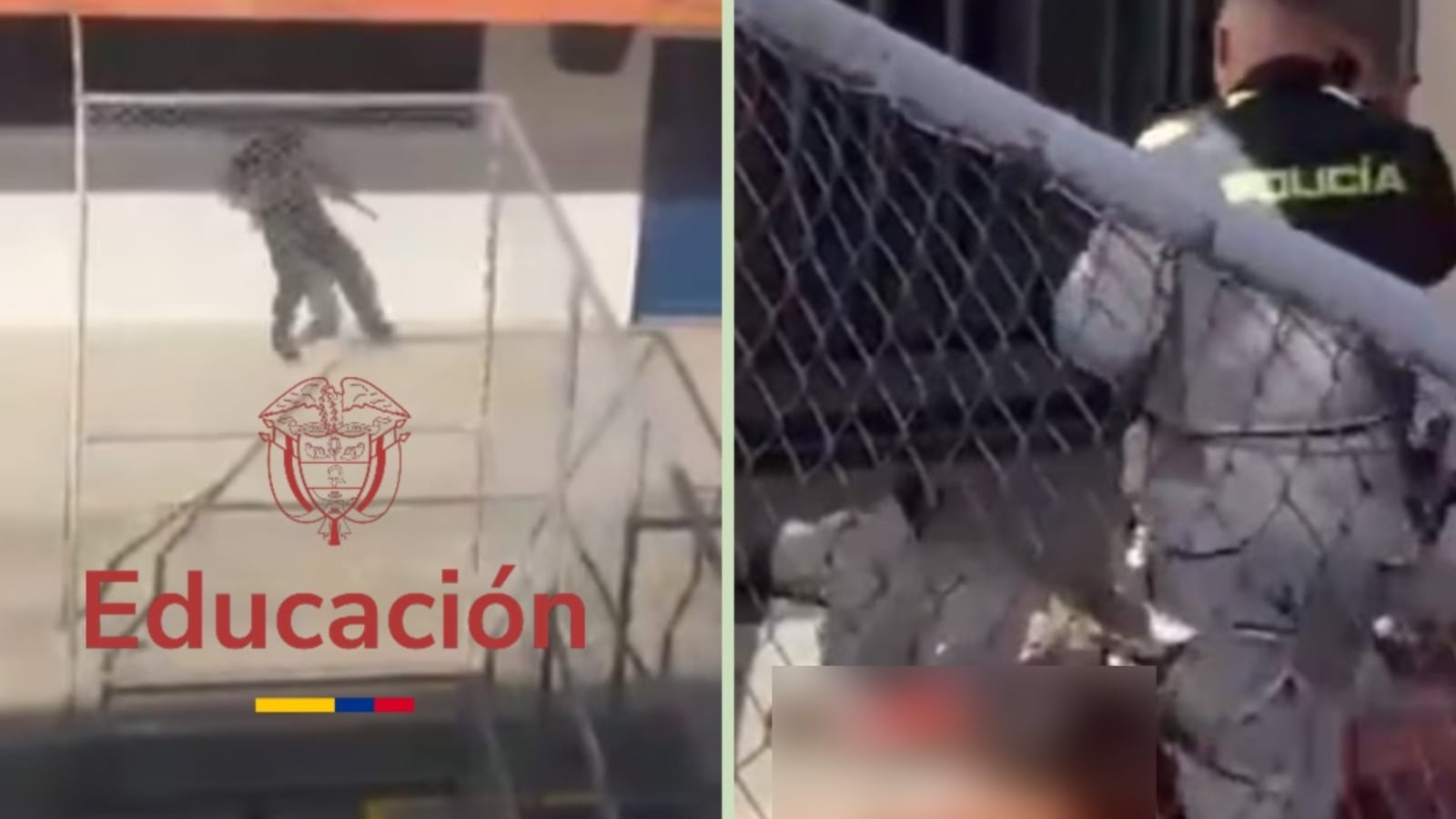 El incidente en el barrio Villa Liliam, en la Comuna 8 de Medellín, ocurrió el miércoles 9 de septiembre y obligó a estudiantes y docentes a buscar resguardo - crédito Composición fotográfica
