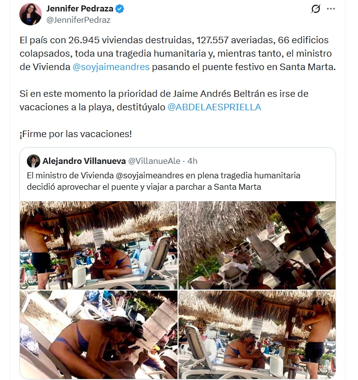 La denuncia pidió un pronunciamiento del presidente Abelardo De la Espriella - crédito Jennifer Pedraza / X
