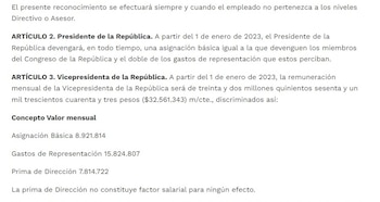 Decreto con el que aumentó sueldo de Gustavo Petro y Francia Márquez