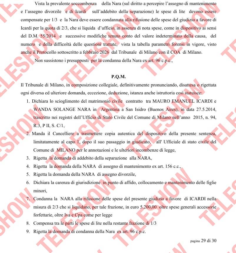 El fallo de la justicia italiana por el divorcio de Wanda e Icardi