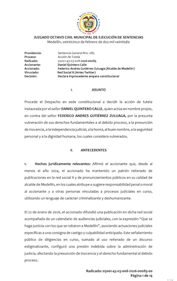 La sentencia indicó que no