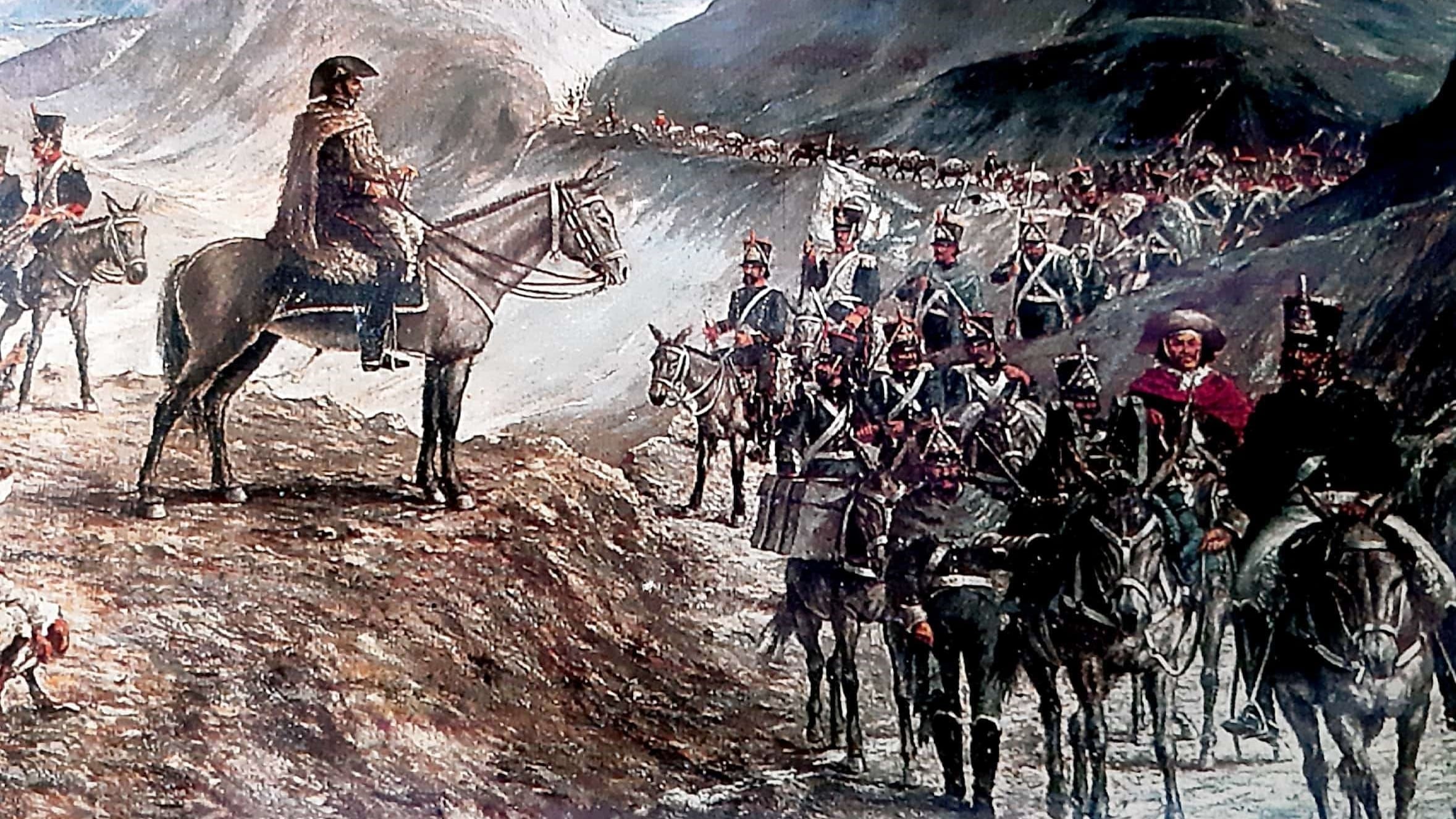 Un óleo que grafica el cruce de la Cordillera de Los Andes