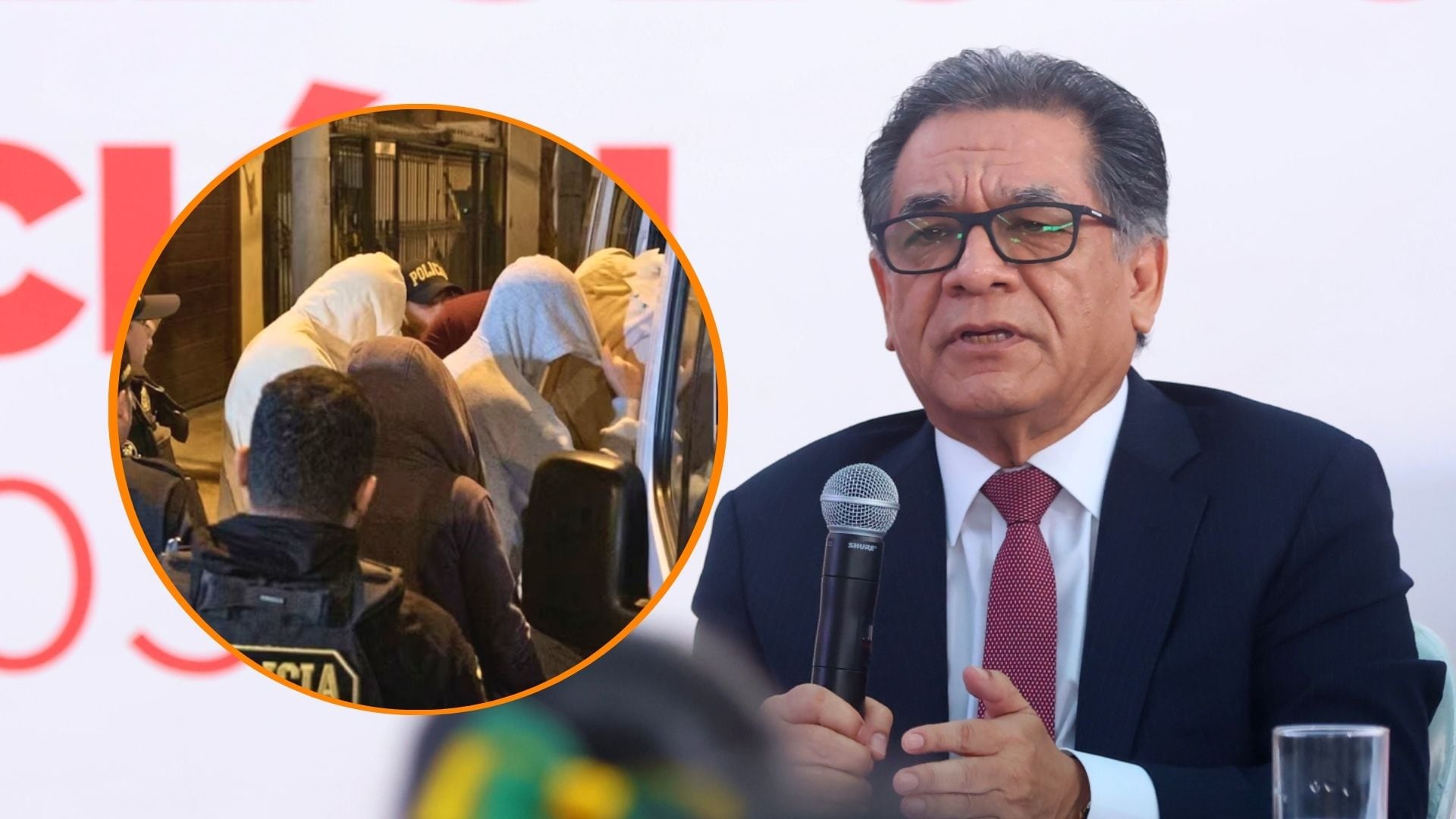 El representante del Ministerio de Educación ofrece un discurso en el marco de la investigación contra escolares detenidos.