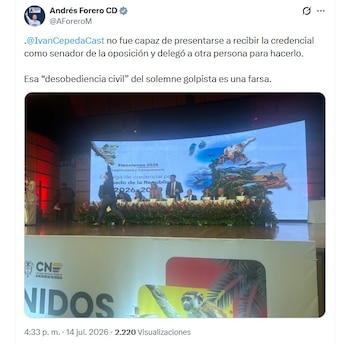 Andrés Forero aseguró que la ausencia de Iván Cepeda contradice el mensaje de desobediencia civil - crédito @AForeroM/X
