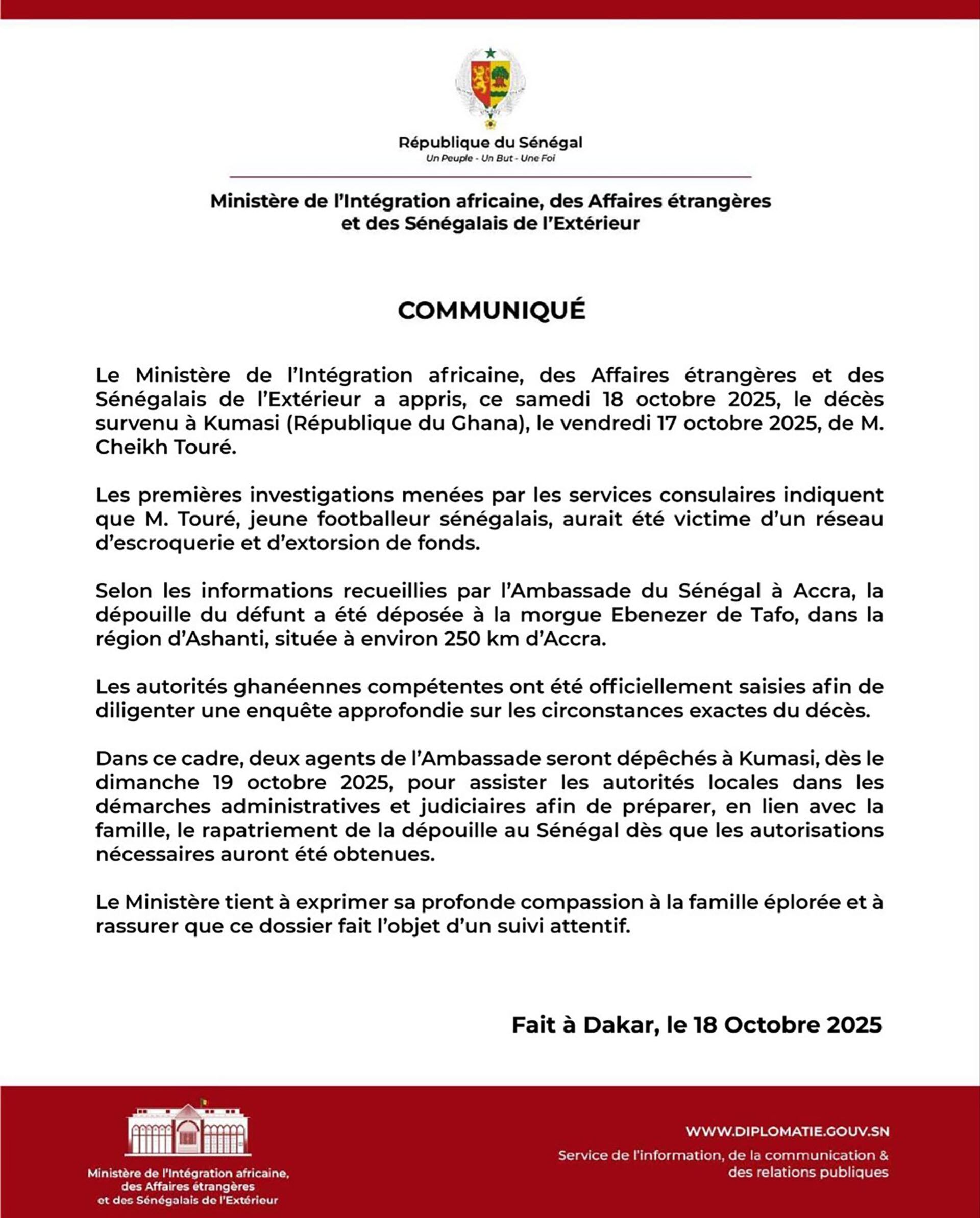 El comunicado del ministerio