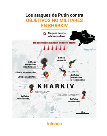 Mapa Kharkiv ataques edificios civiles