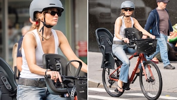 Jennifer Lawrence recuperó el cinturón con tachas: el accesorio punk que eligió para un paseo en bicicleta por Manhattan