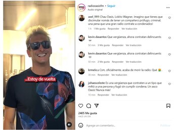 Críticas contra Edu Saettone. Instagram/@radiooasisfm