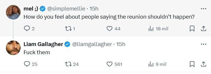 Según los comentarios de Liam la reunión de Oasis sigue adelante con fuerza (Foto: X/@liamgallagher)