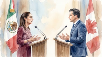 El líder opositor canadiense, Pierre Poilievre, utilizó a México como referencia durante una rueda de prensa para contrastar problemas de seguridad y condiciones sociales. (Imagen ilustrativa con IA | Infobae México)