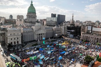 Una movilización frente al Congreso