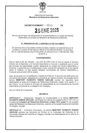 El nombramiento quedó formalizado mediante